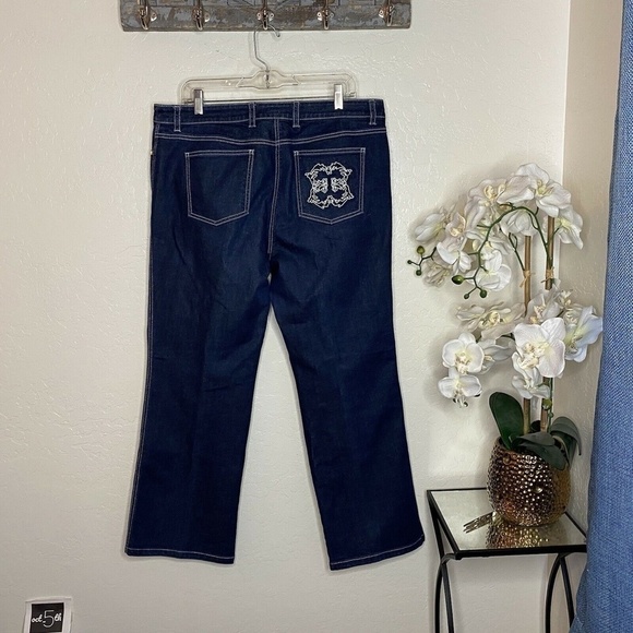 Escada Women Straight Leg Blue Denim Jeans Size 46 - Picture 2 of 4